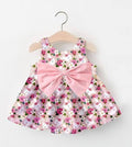 Cute Baby Girl Bunny Print Dress with Bow
