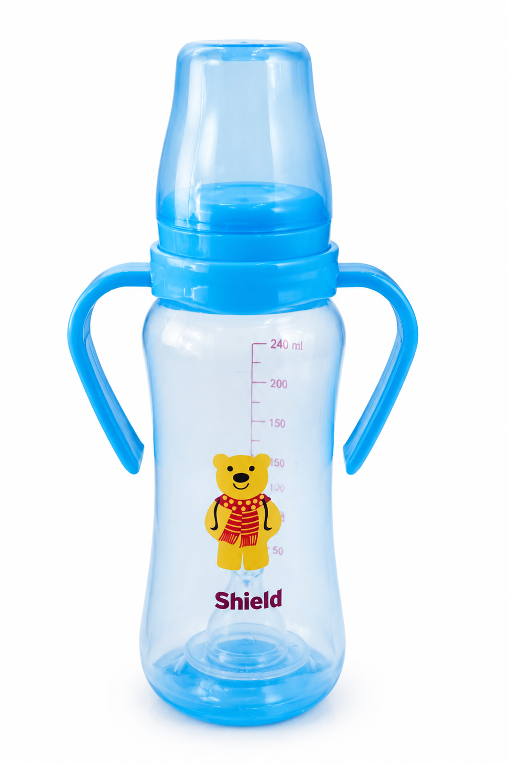 Shield Baby Feeding Bottle with Handles – 240ml | BPA-Free Baby Milk Bottle (Blue) (Pink)